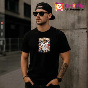 Tricou Jude Bellingham Anglia Star Fotbal, din bumbac 100%, tricou negru Copii | Dama | Barbat - Img 6