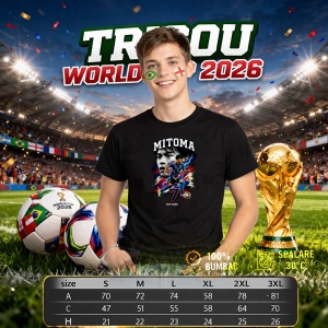 Tricou Kaoru Mitoma Japan World Cup Fifa 2026 V3, din bumbac 100%, tricou negru, Copii | Dama | Barbat - Img 6