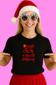 Tricou Keep Calm Vine Craciunul, din bumbac 100% Copii | Dama | Barbat - Img 3