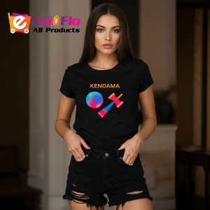 Tricou Kendama colorata cu forme geometrice moderne, din bumbac 100%, tricou negru pentru Copii | Dama | Barbat - Img 2