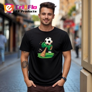 Tricou Kendama fotbal cu minge si teren design sportiv, din bumbac 100%, tricou negru pentru Copii | Dama | Barbat - Img 3
