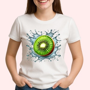 Tricou Kiwi proaspat si splash, Fructe, Copii | Dama - Img 2