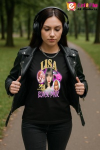 Tricou KPOP dama cu trupa formatia LISA BLACK PINK , music Coreean 263 - Img 6