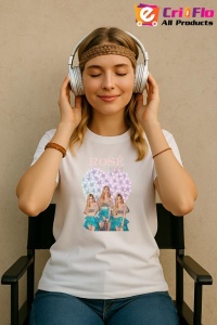 Tricou KPOP dama cu trupa formatia ROSE 3 , music Coreean 280 - Img 8