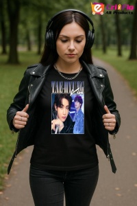 Tricou KPOP dama cu trupa formatia TAE-HYUNG KIM , music Coreean 293 - Img 6