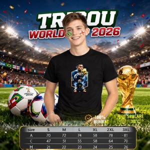 Tricou Kylian Mbappe France World Cup Fifa 2026 V4, din bumbac 100%, tricou negru, Copii | Dama | Barbat - Img 6