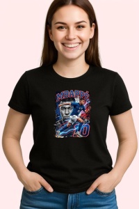 Tricou Kylian Mbappe Franta Atacant Vedeta Fotbal, din bumbac 100%, tricou negru Copii | Dama | Barbat - Img 1