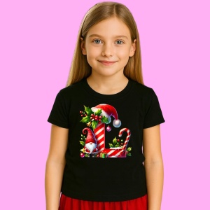 Tricou L Litere Craciun Cu Spiridus Si Caciula Mos, din bumbac 100% Copii | Dama | Barbat