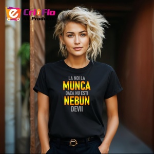 Tricou La Noi La Munca Daca Nu Esti Nebun Devii Galben, din bumbac 100%, tricou negru Dama | Barbat - Img 3