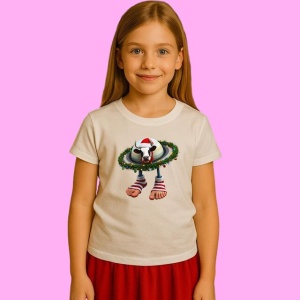 Tricou La Vaca Saturno Saturnita Imbodobit Cu Decoratiuni De Craciun, din bumbac 100%, tricou alb, Copii | Dama | Barbat - Img 1