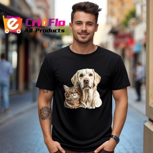 Tricou Labrador Retriever si pisica tabby prieteni adorabili Copii | Dama | Barbat Barbat - Img 17