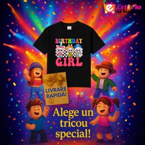 Tricou Labubu birthday girl, Unisex Dama si Barbat | Copii, Culoare Negru - Img 6