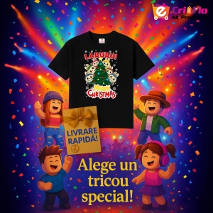 Tricou Labubu craciun copac, Unisex Dama si Barbat | Copii, Culoare Negru - Img 11