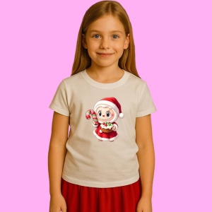 Tricou Labubu Craciun Cu Cupcake Si Bastonas, din bumbac 100%, tricou alb, Copii | Dama | Barbat - Img 2