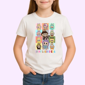 Tricou Labubu culori fete, Unisex Dama si Barbat | Copii