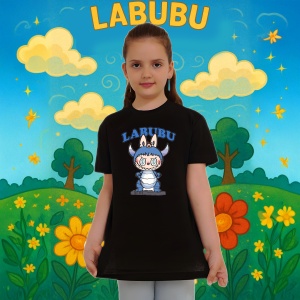 Tricou Labubu dino culori, Unisex Dama si Barbat | Copii, Culoare Negru - Img 8