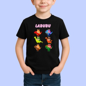 Tricou Labubu dino, Unisex Dama si Barbat | Copii, Culoare Negru - Img 2