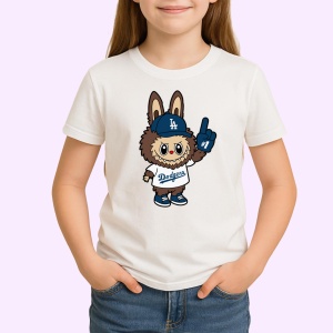 Tricou Labubu dodgers maro, Unisex Dama si Barbat | Copii