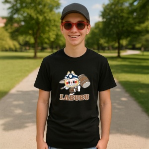 Tricou Labubu explorator, Unisex Dama si Barbat | Copii, Culoare Negru - Img 4