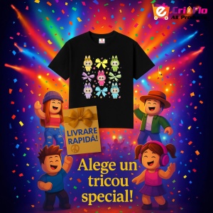 Tricou Labubu fundite colorate, Unisex Dama si Barbat | Copii, Culoare Negru - Img 6