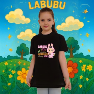 Tricou Labubu graduata roz 2025, Unisex Dama si Barbat | Copii, Culoare Negru - Img 8