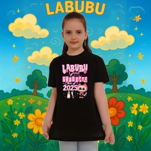 Tricou Labubu graduata roz, Unisex Dama si Barbat | Copii, Culoare Negru - Img 8