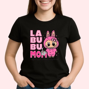 Tricou Labubu mama cu text, Unisex Dama si Barbat | Copii, Culoare Negru