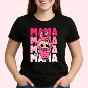 Tricou Labubu mama mama, Unisex Dama si Barbat | Copii, Culoare Negru