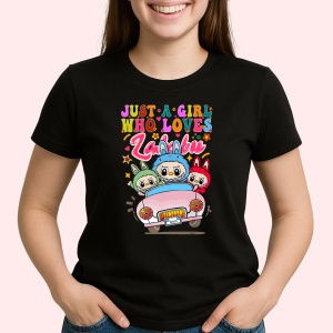 Tricou Labubu masina fete, Unisex Dama si Barbat | Copii, Culoare Negru
