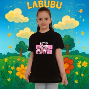 Tricou Labubu party roz, Unisex Dama si Barbat | Copii, Culoare Negru - Img 8