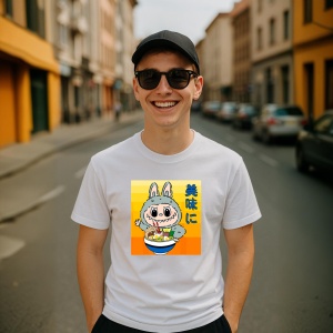 Tricou Labubu ramen japonez, Unisex Dama si Barbat | Copii - Img 9