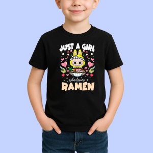 Tricou Labubu ramen roz, Unisex Dama si Barbat | Copii, Culoare Negru - Img 2