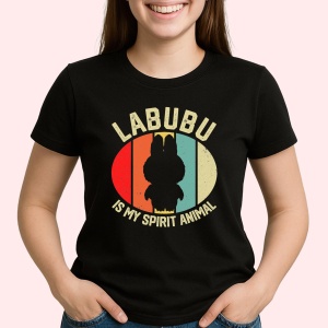 Tricou Labubu spirit animal, Unisex Dama si Barbat | Copii, Culoare Negru