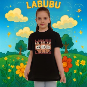 Tricou Labubu trio maro, Unisex Dama si Barbat | Copii, Culoare Negru - Img 8