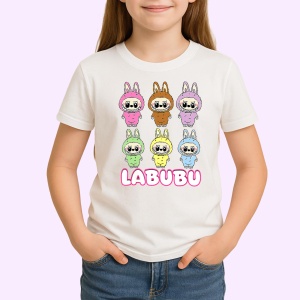 Tricou Labubu trio vertical, Unisex Dama si Barbat | Copii