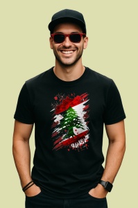 Tricou Lebanon Steag Splash Art, Copii | Dama | Barbat, culoare negru