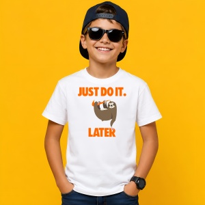 Tricou Lenes Pe Creanga Mai Tarziu Portocaliu Urban Lazy Vibe, din bumbac 100% Copii | Dama | Barbat