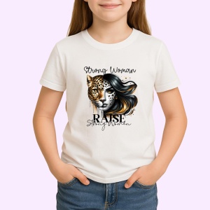 Tricou Leopard si femeie eleganta mesaj strong woman raise strong women Copii | Dama | Barbat Barbat - Img 4