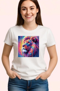 Tricou Leu pastelat in stil psihedelic fundal curat Copii | Dama | Barbat - Img 3