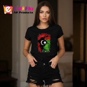 Tricou Libya Steag Splash Art, Copii | Dama | Barbat, culoare negru - Img 10