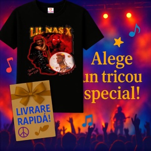 Tricou Lil Nas X - Red Theme, muzica POP, Dama | Barbat | Copii, Culoare Negru - Img 7