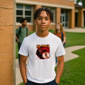 Tricou Lil Nas X - Red Theme, muzica POP, Dama | Barbat | Copii - Img 4