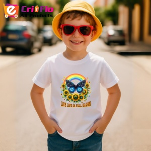 Tricou Live life in full bloom fluture cu curcubeu si floarea soarelui Copii | Dama | Barbat Barbat - Img 13