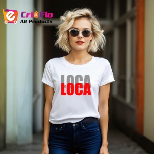 Tricou Loca Loca Text Rosu Si Negru Design Modern, din bumbac 100% , tricou alb pentru Copii | Dama | Barbat - Img 8