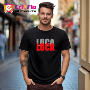 Tricou Loca Loca Text Rosu Si Negru Design Modern, din bumbac 100%, tricou negru Copii | Dama | Barbat - Img 5