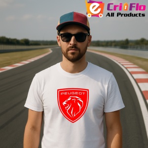 Tricou Logo Peugeot Rosu | Unisex Dama si Barbat - Img 2