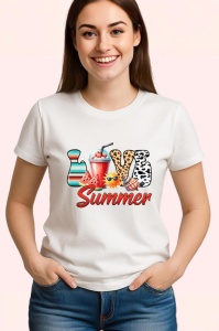Tricou LOVE Summer cu bautura, scoici si ochelari de soare Copii | Dama | Barbat Barbat - Img 3