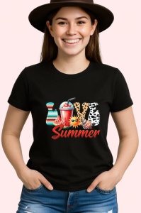 Tricou LOVE Summer cu bautura, scoici si ochelari de soare Copii | Dama | Barbat Barbat - Img 7