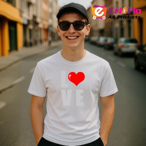 Tricou Love Text Minimalist, din bumbac 100%, tricou alb, Dama | Barbat - Img 4