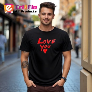 Tricou Love You Scris Artistic Rosu Pe Alb, din bumbac 100%, tricou negru Copii | Dama | Barbat - Img 5